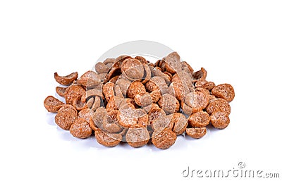 Cocoa crunch cornflakes on white background Stock Photo