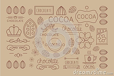 Cocoa Icon, logo, Signs and Badges. Vector Illustration Set Vector Illustration