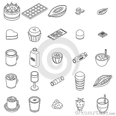 Cocoa icons set vector outline Vector Illustration