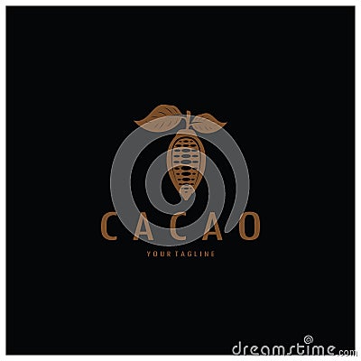 cocoa logo,cocoa bean,cocoa tree,cocoa branches and leaves,chocolate mix on white background,vintage,modern,simple,minimalist icon Vector Illustration