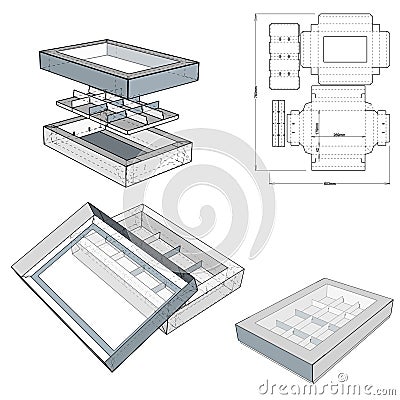 Cocolate Box Internal and Die-cut Pattern Vector Illustration