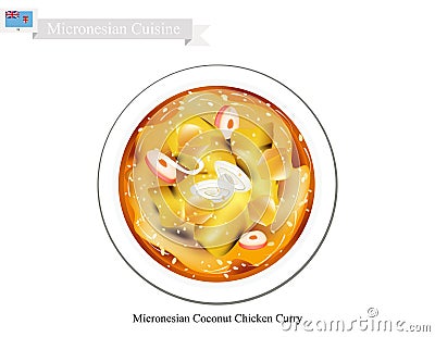 Coconut Chicken Curry, The Popular Dish of Micronesia Vector Illustration