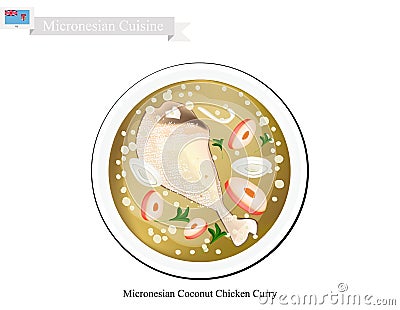 Coconut Chicken Curry, The Popular Dish of Micronesia Vector Illustration