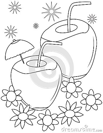 Coconut coloring page Stock Photo