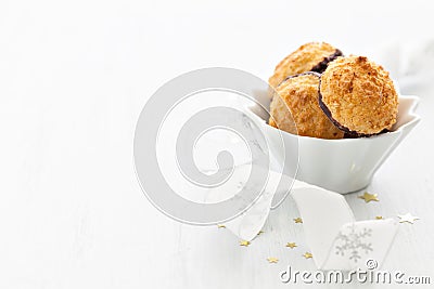 Coconut cookies for christmas Stock Photo