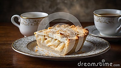 Coconut Delight: Buko Pie Slice with Flaky Crust and Creamy Filling Stock Photo