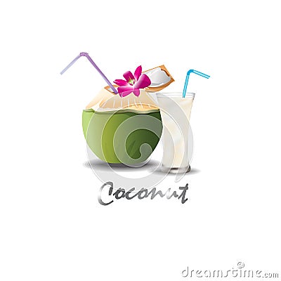 Coconut drink sweet Vector Illustration