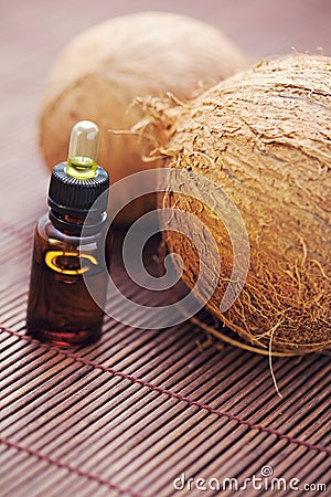 Coconut essential oil Stock Photo
