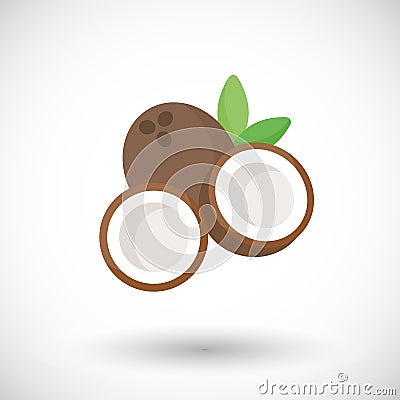 Coconut flat icon Cartoon Illustration