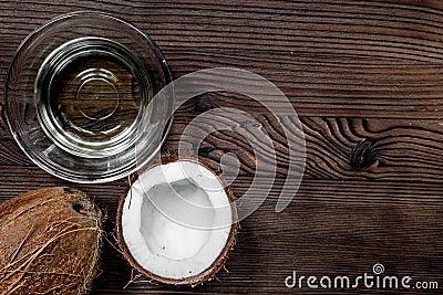 Coconut food with water on table background top view mockup Stock Photo