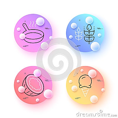 Coconut, Frying pan and Gluten free minimal line icons. For web application, printing. Vector Vector Illustration