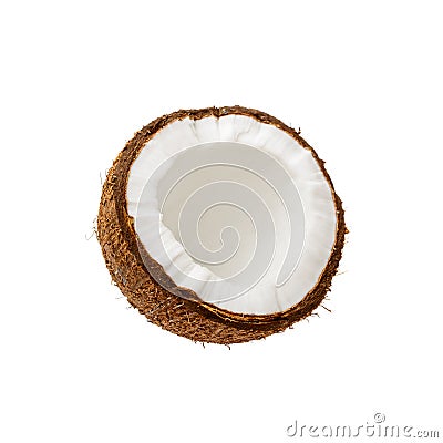 Coconut Half Exotic Fruit Isolated on White Stock Photo