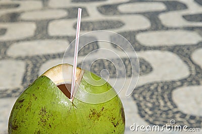 Coconut Ipanema Sidewalk Rio de Janeiro Brazil Stock Photo