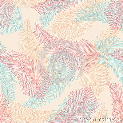 Coconut leaves random on pastel background. Vector Illustration