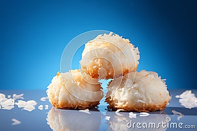Coconut macaroon tasty dessert background Stock Photo