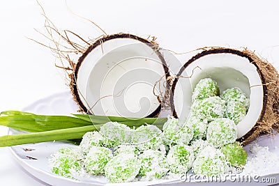 Coconut with malay delicacy Stock Photo