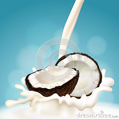 Coconut and milk Vector Illustration