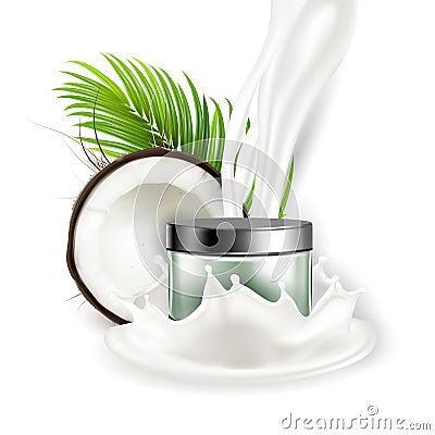 Coconut Natural Cream Cosmetic Package Vector Vector Illustration