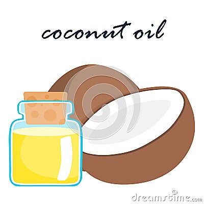 Coconut oil super food ingredient illustration Vector Illustration