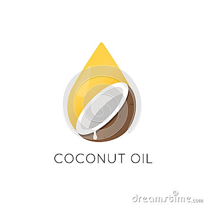 Coconut oil vector logo. Packaging design element and icon Vector Illustration