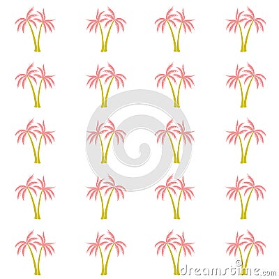 Coconut palm tree pattern textile material tropical forest background. Vector Illustration