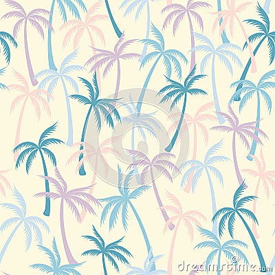 Coconut palm tree pattern textile seamless tropical forest background. Summer vector wallpaper repeating pattern. Vector Illustration