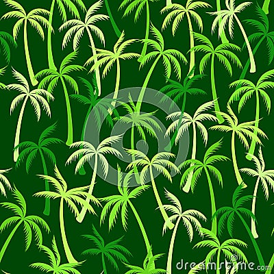 Coconut palm tree pattern textile seamless tropical forest background. Trendy vector wallpaper repeating pattern. Vector Illustration