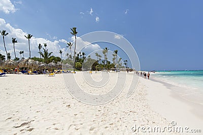 Palm and tropical beach, Dominican Republic Editorial Stock Photo