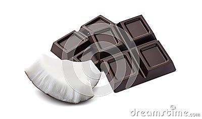 Coconut piece chocolate isolated on white background Stock Photo