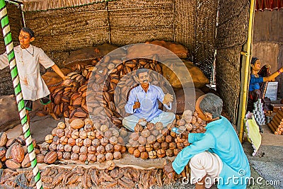 Coconut seller, sculpture museum, Kaneri Math, Kolhapur, Maharashtra Editorial Stock Photo