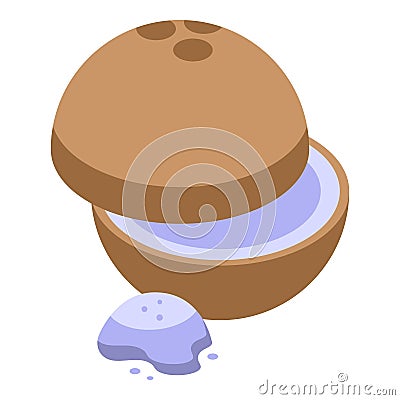 Coconut tooth powder icon isometric vector. Tube mouth Vector Illustration