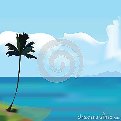 Coconut tree near the beach Vector Illustration