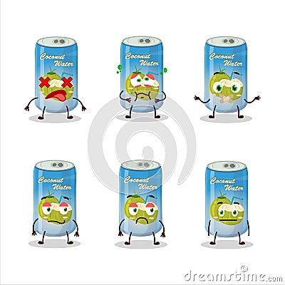 Coconut water can cartoon character with nope expression Vector Illustration