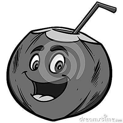 Coconut Water Cartoon Illustration Vector Illustration