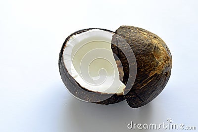 Coconut whole sliced Stock Photo
