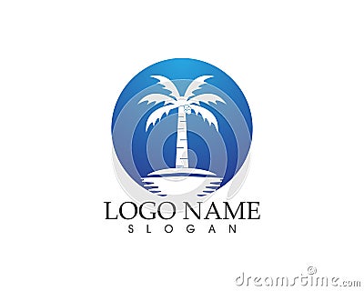 Coconute tree logo vector template Vector Illustration