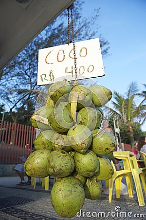 Coconuts Ipanema Beach Rio de Janeiro Brazil Stock Photo