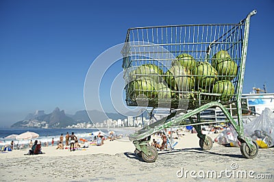 Coconuts Ipanema Beach Rio de Janeiro Brazil Stock Photo