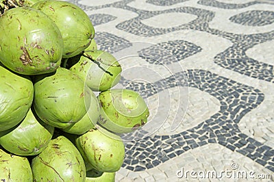 Coconuts Ipanema Sidewalk Rio de Janeiro Brazil Stock Photo