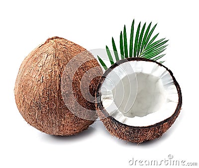 Coconuts with leaves. Stock Photo