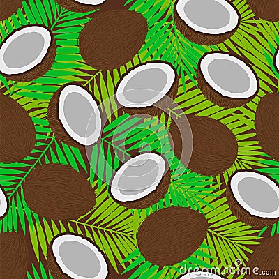 Coconuts. Seamless background. Vector Illustration