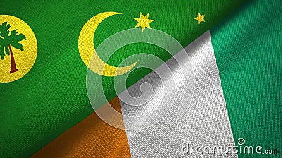 Cocos Keeling Islands and Cote d\'Ivoire Ivory coast two flags textile Stock Photo