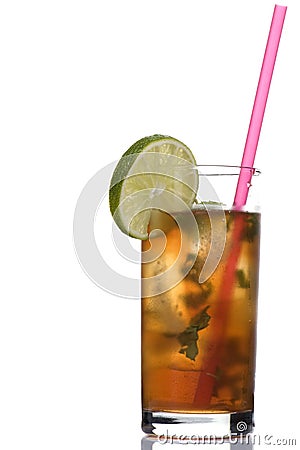 Coctail with lime Stock Photo