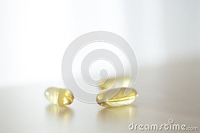 Cod liver fish oil omega 3 6 9 capsule Stock Photo