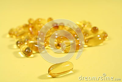 Cod liver oil capsules Stock Photo