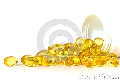 Cod liver oil capsules Stock Photo