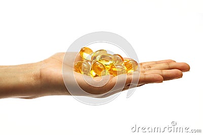 Cod liver oil pills Stock Photo