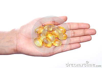 Cod liver oil pills Stock Photo