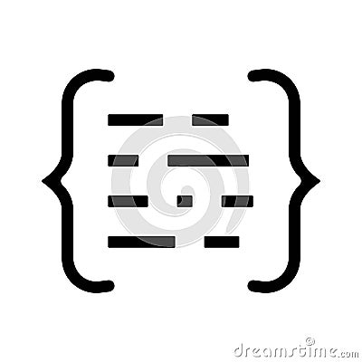 code brackets with letters nlp glyph icon vector illustration Vector Illustration