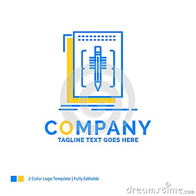 Code, edit, editor, language, program Blue Yellow Business Logo Vector Illustration